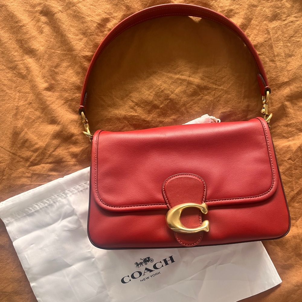 Coach Soft Tabby Shoulder Bag with Crossbody Strap in Brick Red